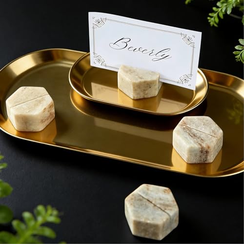 Marble Hexagon Place Card Holders (4 Count)