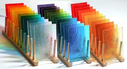 26 Sheets Transparent Stained Glass Sheets Packs for Art Crafts (26 Count)