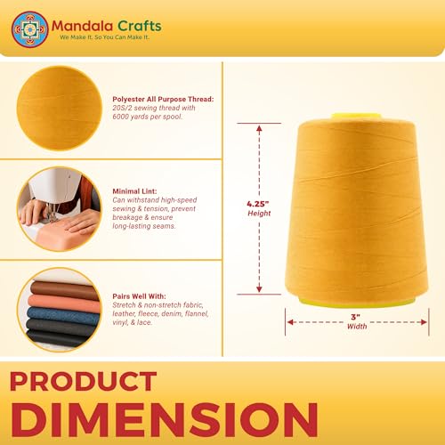 20S 2 Mustard Yellow Polyester Serger Threads