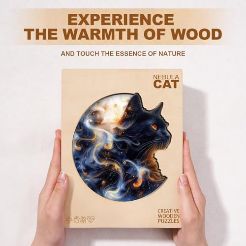 Black Cat Puzzles Adults Gifts for Women Men Wooden 180 Pieces 11.4 x 10.8in (180 Count)