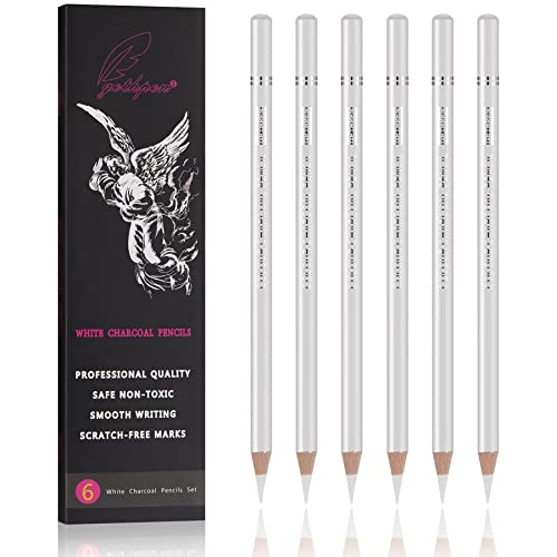 White Charcoal Pencils Set (6 Count)
