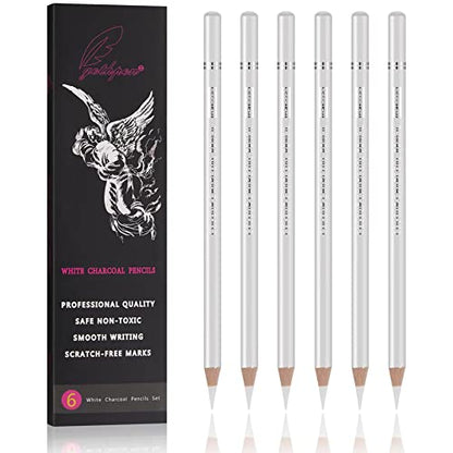 White Charcoal Pencils Set (6 Count)