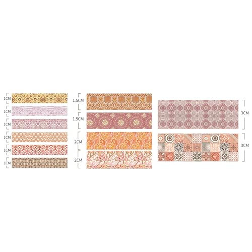 12 Rolls Exotic Charm Washi Tape Set Floral Arts Adhesive Tapes Geometric Garden Decorative Masking Tape Sets for Craft (12 Count)