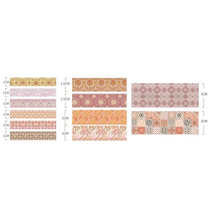 12 Rolls Exotic Charm Washi Tape Set Floral Arts Adhesive Tapes Geometric Garden Decorative Masking Tape Sets for Craft (12 Count)