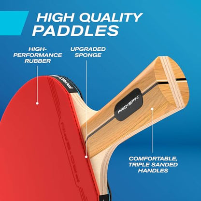Portable Ping Pong Set with Retractable Ping Pong Net for Any Table