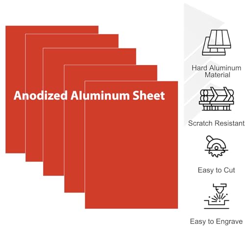 10Pcs Red Anodized Aluminum Sheet 5" x 7" x 1 (2 Sq Ft)