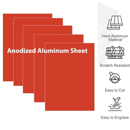 10Pcs Red Anodized Aluminum Sheet 5" x 7" x 1 (2 Sq Ft)