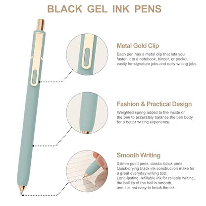 Gel Pens Black Ink Pens for Office 0.5mm Fine Point Pen Smooth Writing Retractable (18 Count)