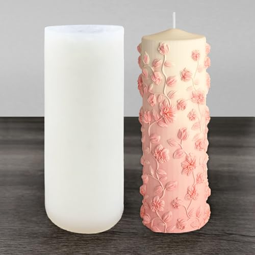 Floral Vine Pillar Thick Silicone Candle Molds