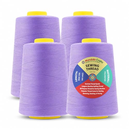 40S 2 Lilac Polyester 4 Pack of Serger Threads Cones (24000 Foot)