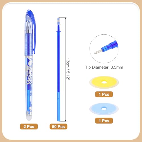 2Pcs Erasable Gel Pens with 50 Refills & 2 Erasers (52 Count)