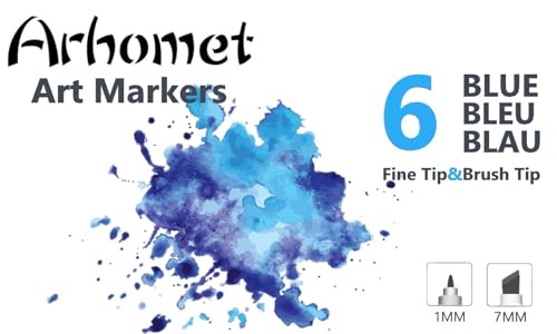 6Pcs Blue Colors Sea Ocean Sky Alcohol Markers Set (6 Count)