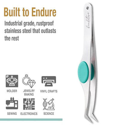 High Precision Angled Tip Tweezers with Cushion Grip