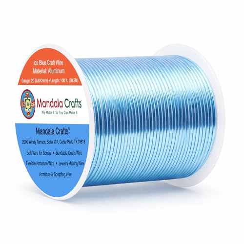 20 Gauge Ice Blue Anodized Aluminum Craft Wire (100 Foot)
