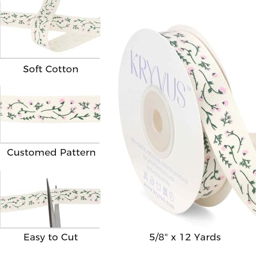 Light Pink Flower Cotton Ribbon 5 (36 Foot)