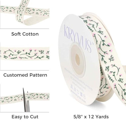 Light Pink Flower Cotton Ribbon 5 (36 Foot)