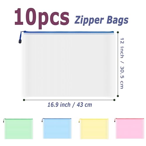 10 Pcs Zipper File Bags (10 Count)