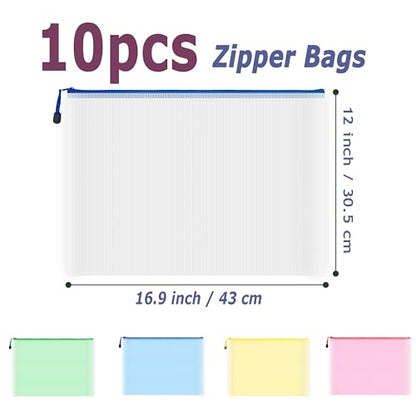 10 Pcs Zipper File Bags (10 Count)