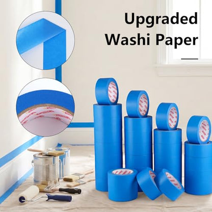 30 Rolls Blue Painters Tape 2 Inch Wide Bulk Masking Tape for Wall Painting