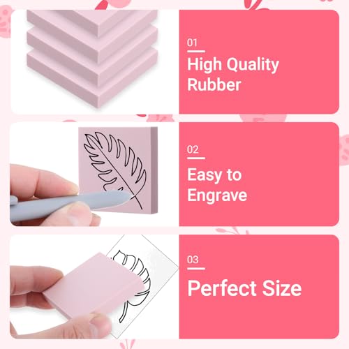 30 Pcs 2" X 2" Rubber Carving Blocks Linoleum Blocks for Printmaking