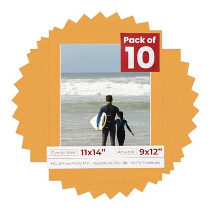 Pack of TEN 11x14 Mats Bevel Cut for 9x12 Photos (10 Count)