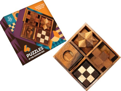 4 in 1 Wooden Brain Teaser Puzzles for Adults (4 Count)