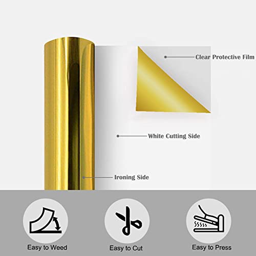 Gold HTV Foil Heat Transfer Vinyl Roll 12" x 6FT for T