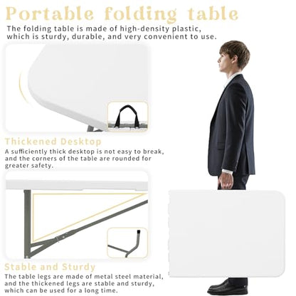 Folding Table 5 FT Camping Table Portable Heavy Duty Plastic Rectangular Outdoor Dining Table Steel Legs Fold