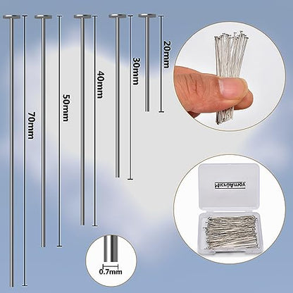 150pcs Silver Filled Flat Head Pins Non Tarnish Craft Earring Bracelet Jewelry Making Accessories Supplies (150 Count)