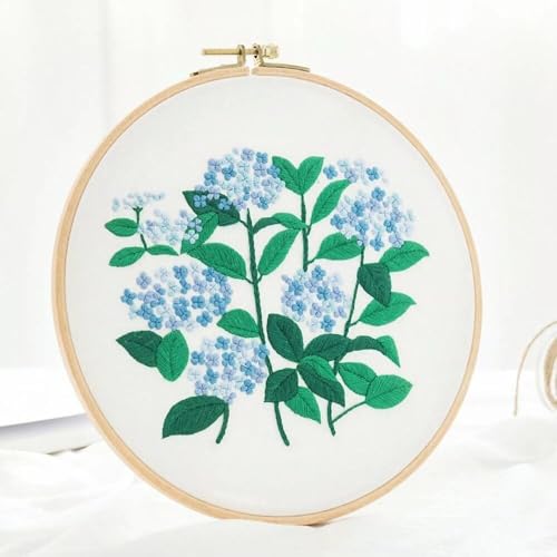 Embroidery Starter Kit 1Pack with Stamped Flowers Pattern with Cotton Fabric Hoops Color Threads and Tools for DIY Art Crafts Sewing Crafts for Adults