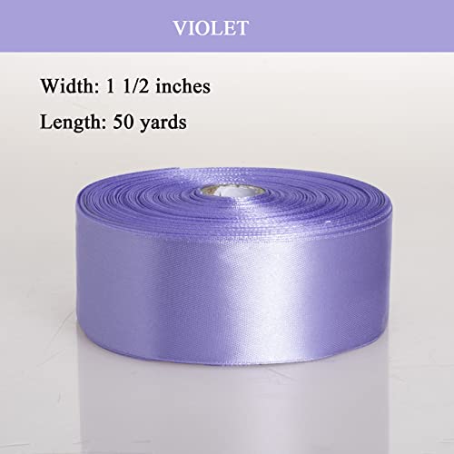 1 1 2 Inch Violet Solid Satin Ribbon for Gift Wrapping (150 Foot)
