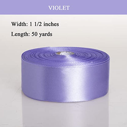 1 1 2 Inch Violet Solid Satin Ribbon for Gift Wrapping (150 Foot)