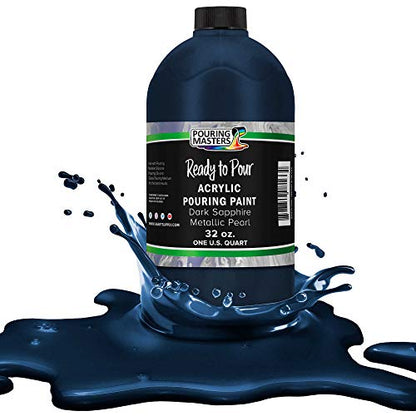Pouring Masters Dark Sapphire Blue Metallic Pearl Ready to Pour Acrylic Pouring Paint (32 Fl Oz)