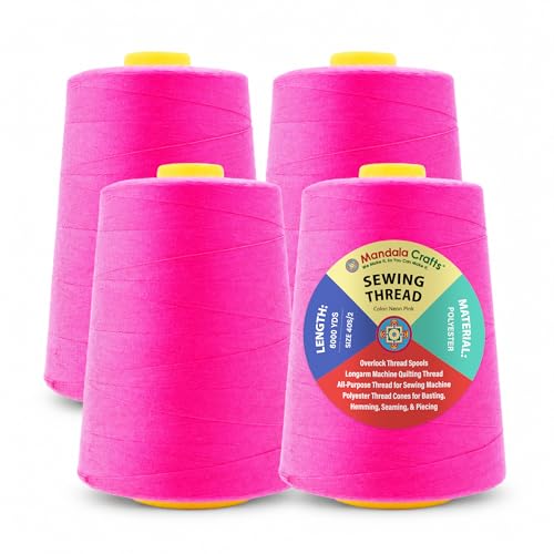 40S 2 Neon Pink Polyester 4 Pack of Serger Threads Cones