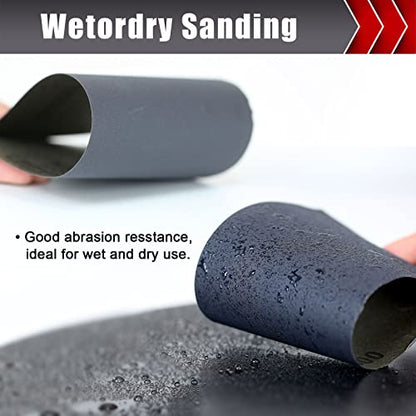 24 PCS 9" x 11" Wet Dry Sand Paper Assortment for Wood Metal Automotive (24 Count)