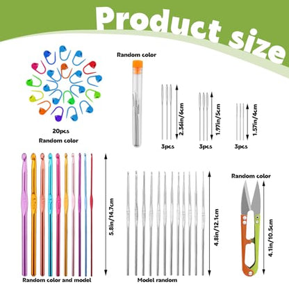54 Pcs Crochet Hooks Set 0.6