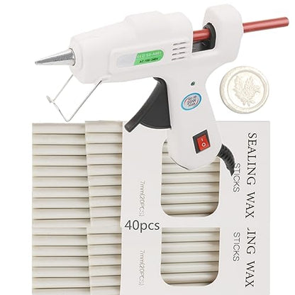 40Pcs Pearl White Wax Seal Sticks with 0.28'' Glue Gun (21 Count)