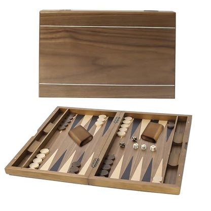 GSE Premium Wooden Inlay Backgammon Board Set