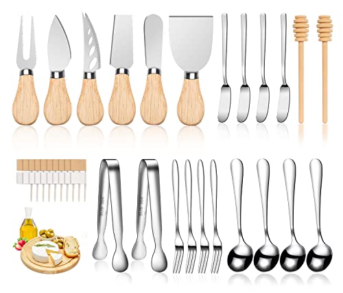 Charcuterie Board Accessories Wooden Cheese Spreader Knive Set (23 Count)