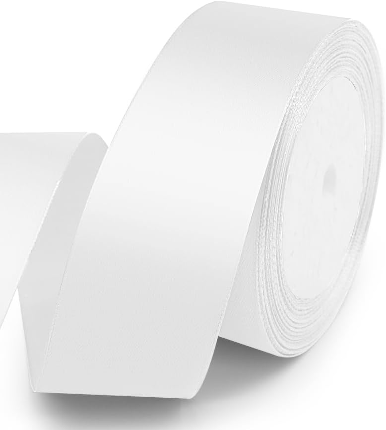 KMER LIFE 1-1/2 Inches x 25 Yards Solid White Satin Ribbon, Perfect for Crafts, Wedding Decor, DIY Hair Accessories, Sewing, Gift Package Wrapping and More - Crafty Corner