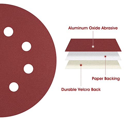 1000 Grit 5 Inch Sanding Disc 8 Hole Hook and Loop Sanding Pad Aluminum Oxide Round Sandpaper Disc for Random Orbit Sander (150 Count)