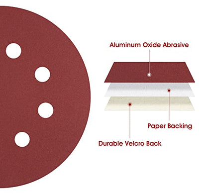 1000 Grit 5 Inch Sanding Disc 8 Hole Hook and Loop Sanding Pad Aluminum Oxide Round Sandpaper Disc for Random Orbit Sander (150 Count)