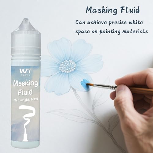 2Pcs Masking Fluid for Watercolor Painting with a Paintbrush and Eraser (4 Fl Oz)