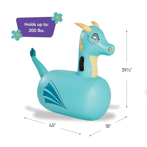 Hop N Go Inflatable Blue Dragon Bouncy Riding