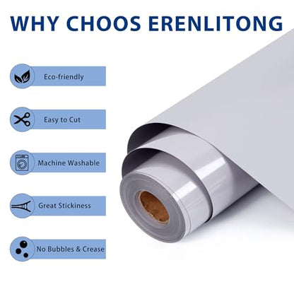 RENLITONG Grey Iron on Vinyl 12Inch by 20ft Roll Heat Transfer Vinyl for T