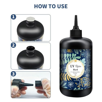 Crystal Clear Hard UV Resin Upgraded Formula Ultraviolet Fast Curing for Jewelry Making Craft Decoration