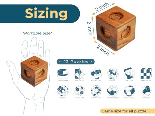 12 in 1 3D Wood Puzzle Box Set (12 Count)