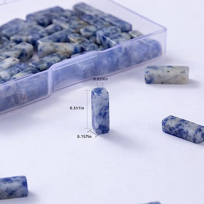 Natural Blue Sodalite Rectangle Tube Beads 4x13mm 38cm (28 Count)