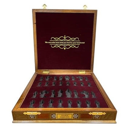 Medieval British Army Antique Copper Metal Chess Set for Adults