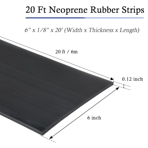 Neoprene Rubber Strips with Adhesive Backing Rubber Sheets (20 Foot)